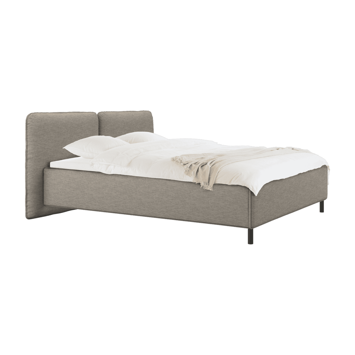 Lit coffre sur pieds en tissu brun clair 140x200cm Melu - noo.ma - The Cool Republic