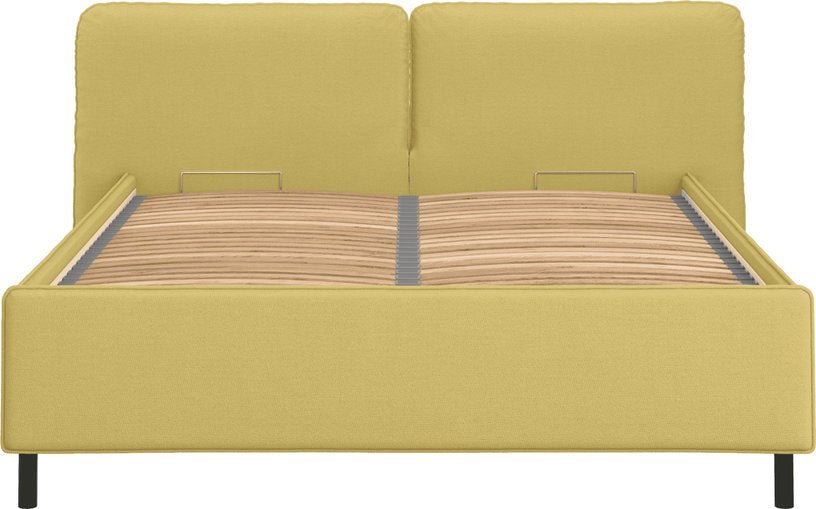 Lit coffre sur pieds en tissu jaune 140x200cm Melu - noo.ma - The Cool Republic