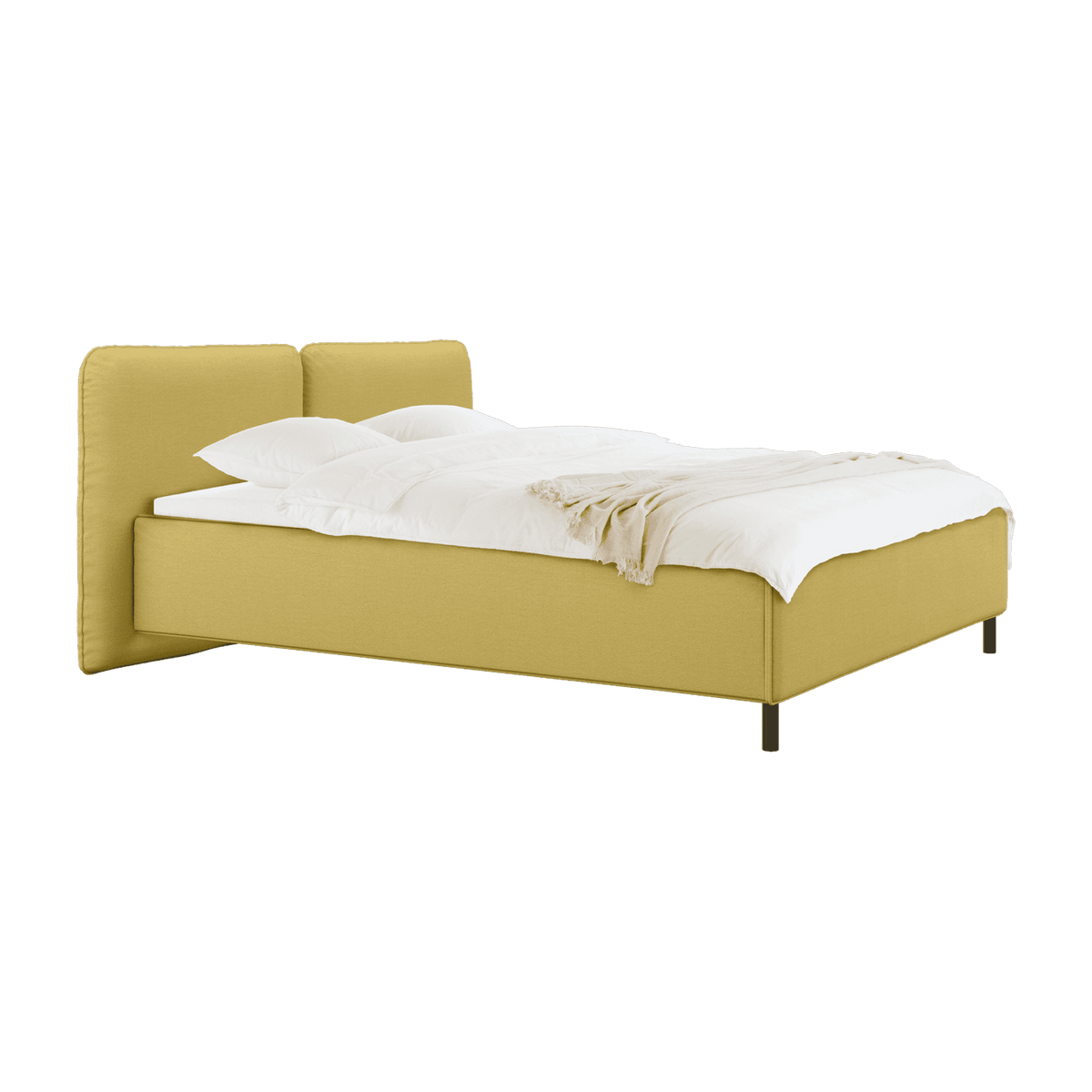 Lit coffre sur pieds en tissu jaune 160x200cm Melu - noo.ma - The Cool Republic