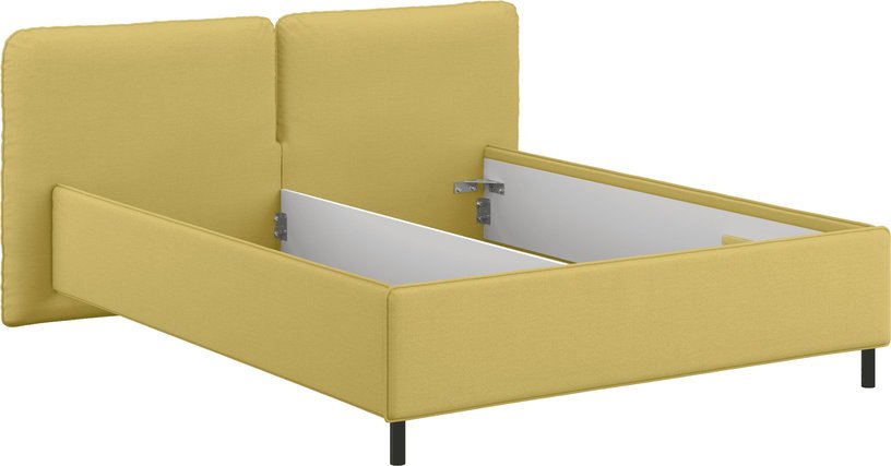 Lit coffre sur pieds en tissu jaune 180x200cm Melu - noo.ma - The Cool Republic