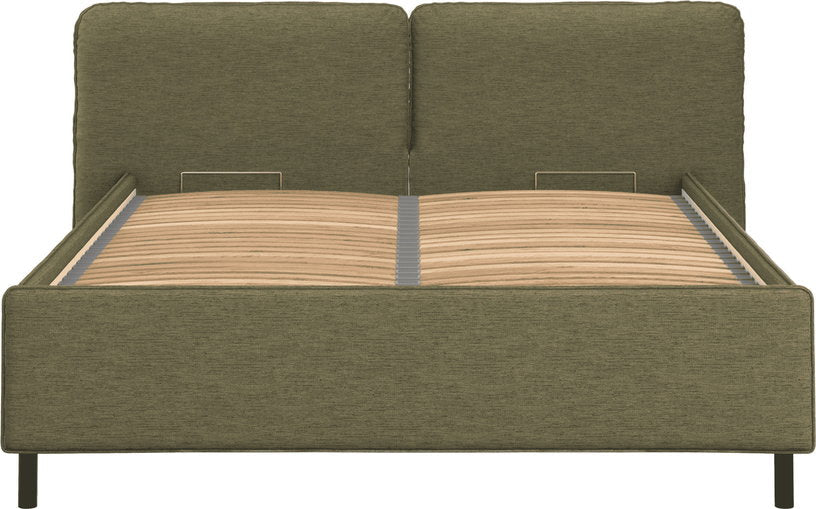 Lit coffre sur pieds en tissu vert 140x200cm Melu - noo.ma - The Cool Republic