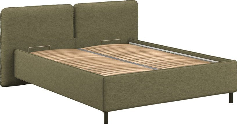 Lit coffre sur pieds en tissu vert 180x200cm Melu - noo.ma - The Cool Republic