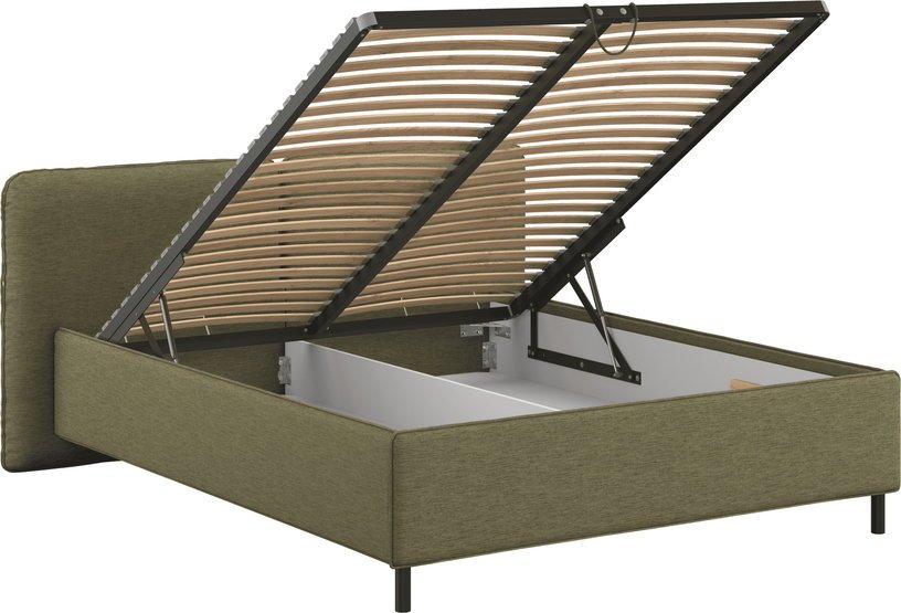 Lit coffre sur pieds en tissu vert 180x200cm Melu - noo.ma - The Cool Republic
