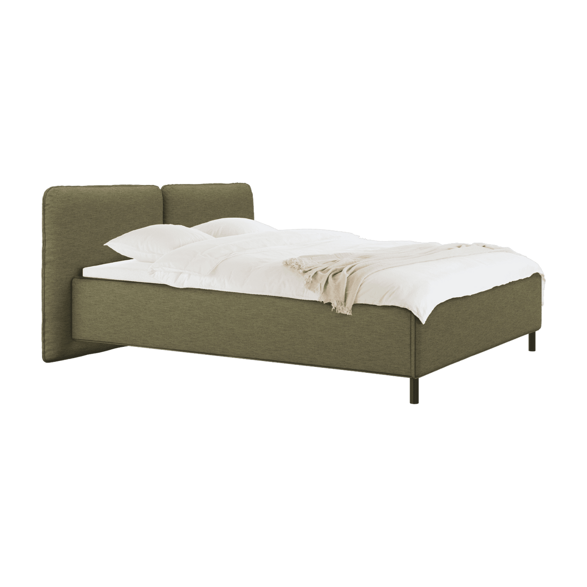 Lit coffre sur pieds en tissu vert 180x200cm Melu - noo.ma - The Cool Republic