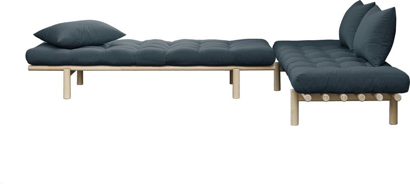 Lit de jour en bois naturel et matelas bleu pétrole Pace - Karup Design - The Cool Republic