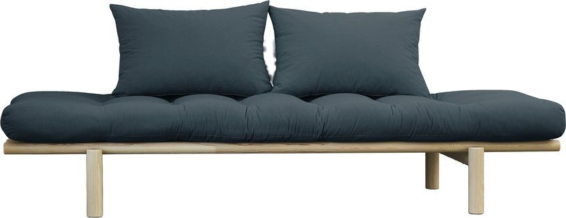 Lit de jour en bois naturel et matelas bleu pétrole Pace - Karup Design - The Cool Republic