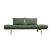 Lit de jour en bois naturel et matelas vert olive Pace - Karup Design - The Cool Republic