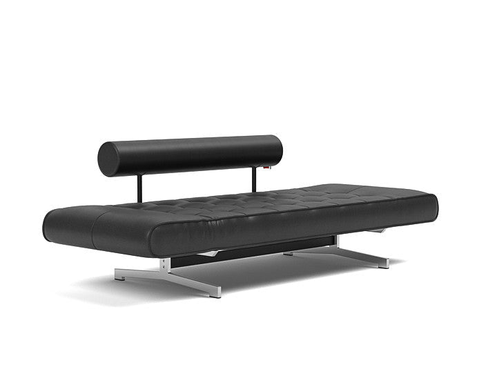Lit de jour en cuir noir avec pieds chromés 178x68cm Ghia - Innovation Living - The Cool Republic