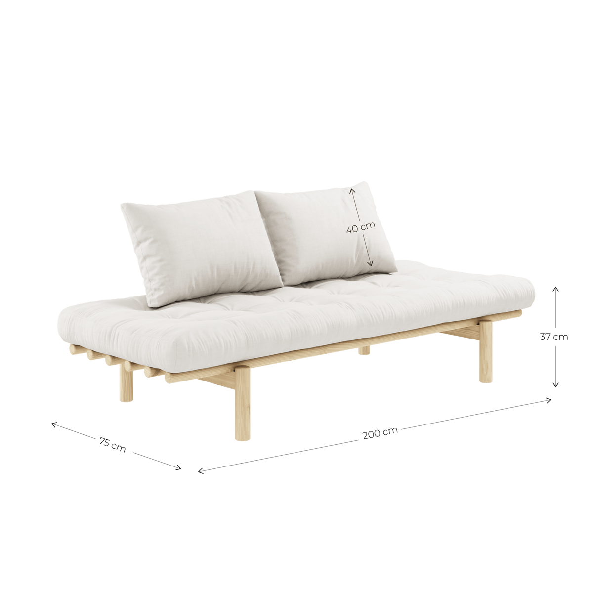 Lit de jour en pin massif avec matelas bleu marine 75x200cm Pace - Karup Design - The Cool Republic