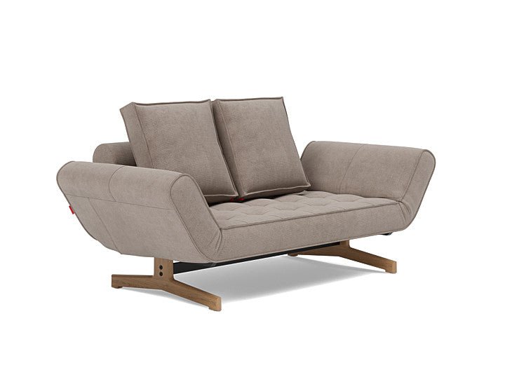 Lit de jour en polyester beige avec pieds en bois 178x68cm Ghia - Innovation Living - The Cool Republic