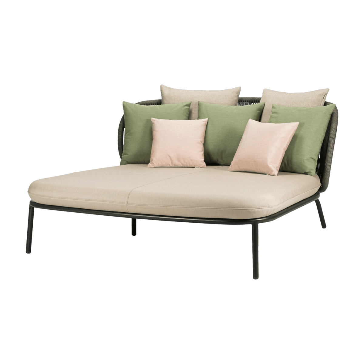 Lit de jour gris fossil tissu Amande avec 7 coussins déco Kodo - Vincent Sheppard - The Cool Republic