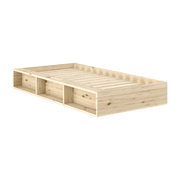 Lit en pin avec six compartiments de rangement 120x200cm Ziggy - Karup Design - The Cool Republic