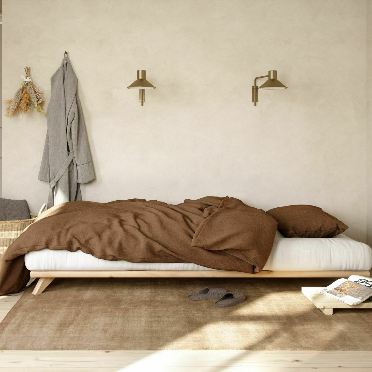 Lit en pin clair et matelas écru 90cm Senza Comfort - Karup Design - The Cool Republic