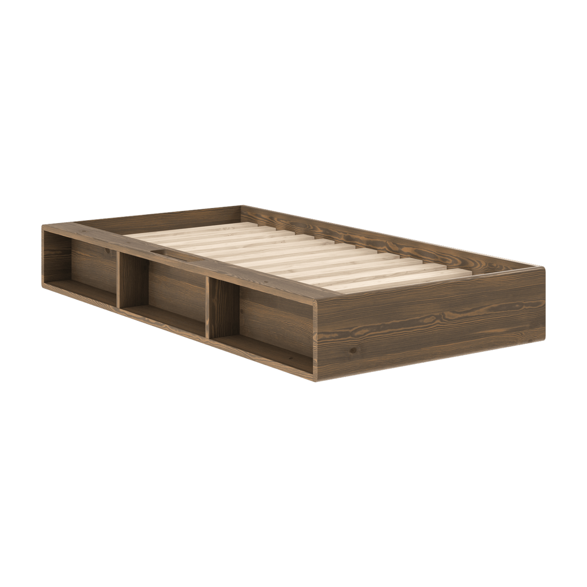 Lit en pin foncé avec six compartiments de rangement 90x200cm Ziggy - Karup Design - The Cool Republic