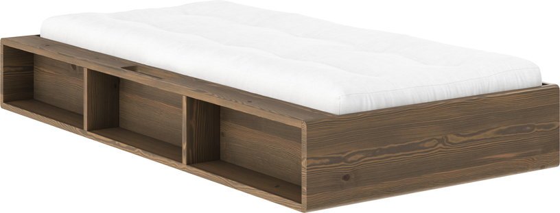 Lit en pin foncé avec six compartiments de rangement 90x200cm Ziggy - Karup Design - The Cool Republic
