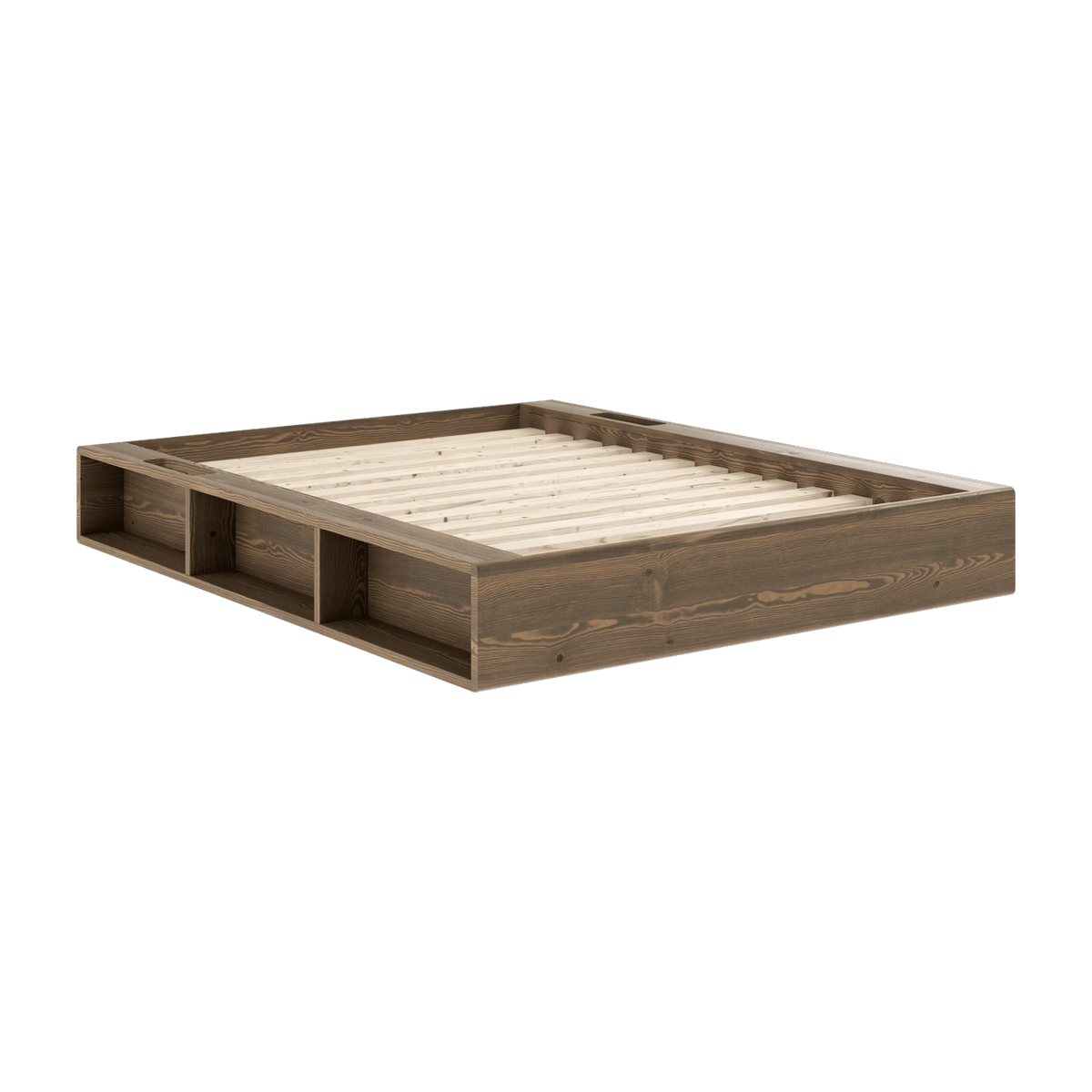 Lit en pin laqué marron foncé et tissu 140 x 200 cm Ziggy - Karup Design - The Cool Republic