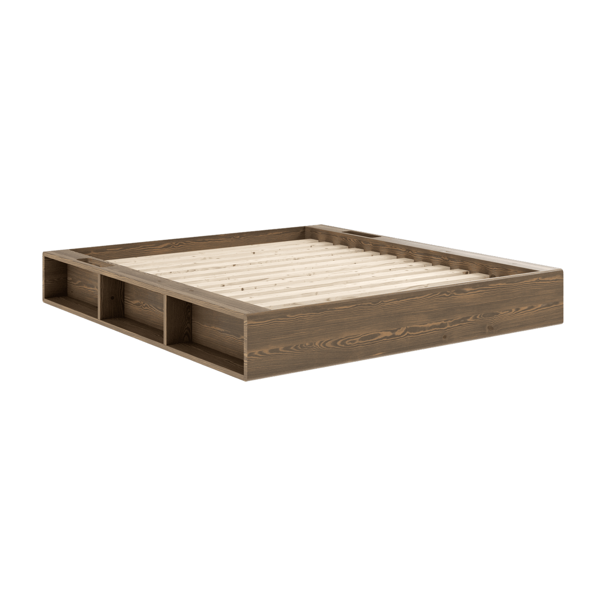 Lit en pin laqué marron foncé et tissu 160 x 200 cm Ziggy - Karup Design - The Cool Republic