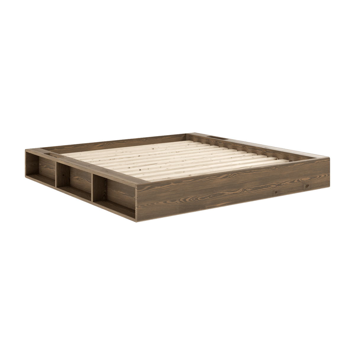 Lit en pin laqué marron foncé et tissu 180 x 200 cm Ziggy - Karup Design - The Cool Republic