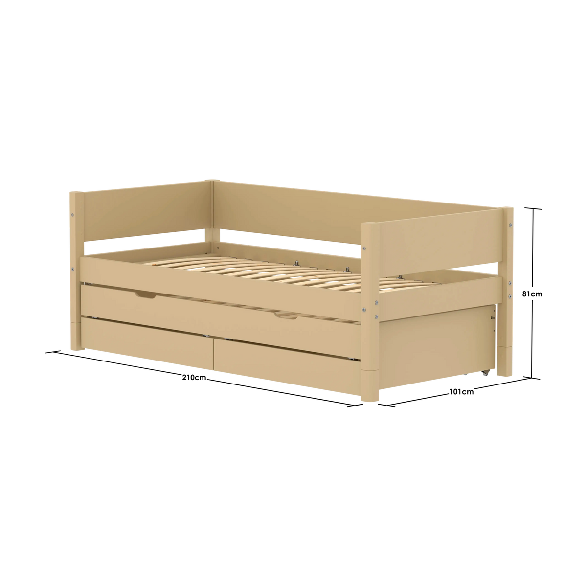 Lit gigogne pour enfant avec rangements en bois beige 210x101x81cm White - Flexa — vue 4