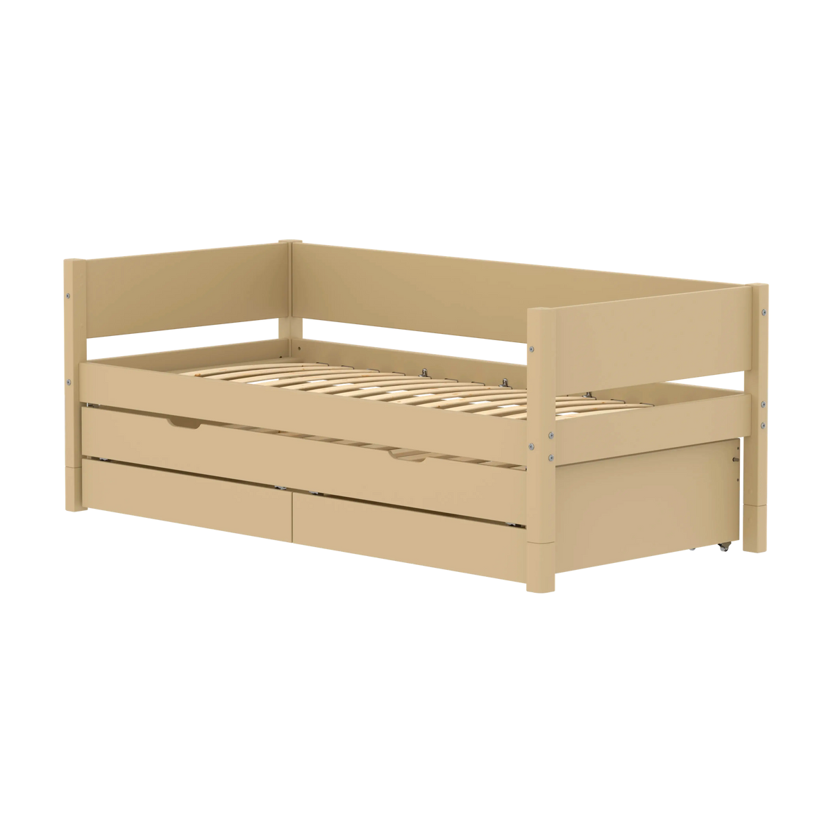 Lit gigogne pour enfant avec rangements en bois beige 210x101x81cm White - Flexa