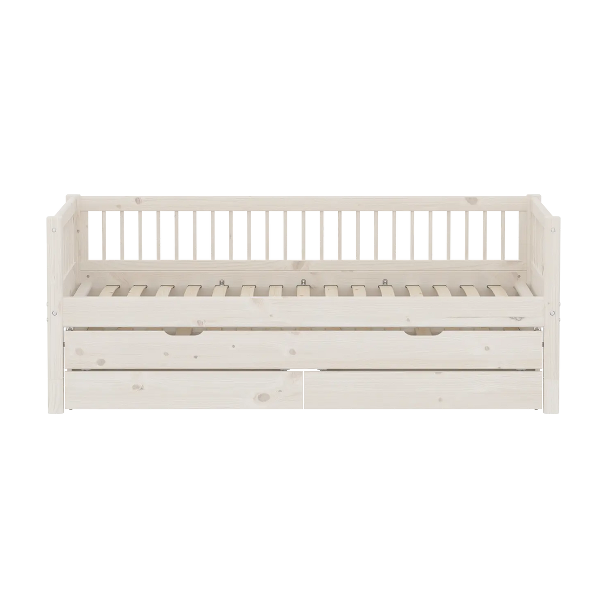 Lit gigogne pour enfant avec rangements en pin blanchi 210x100x81cm Classic - Flexa — vue 2