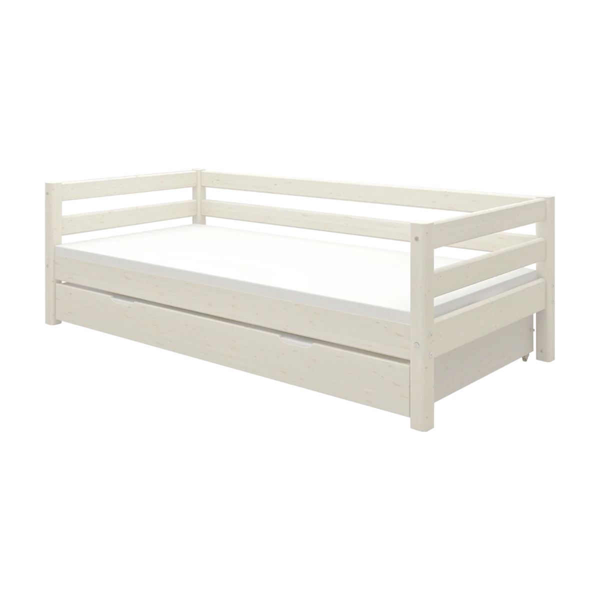 Lit gigogne pour enfant en bois de pin blanc 210x100x66,5cm Classic - Flexa
