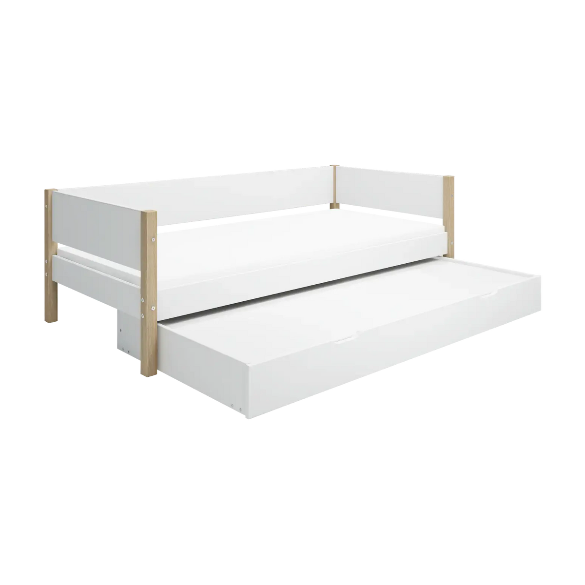 Lit gigogne pour enfant en chêne naturel et bois blanc 208x99,3x66,5cm Nor - Flexa — vue 2