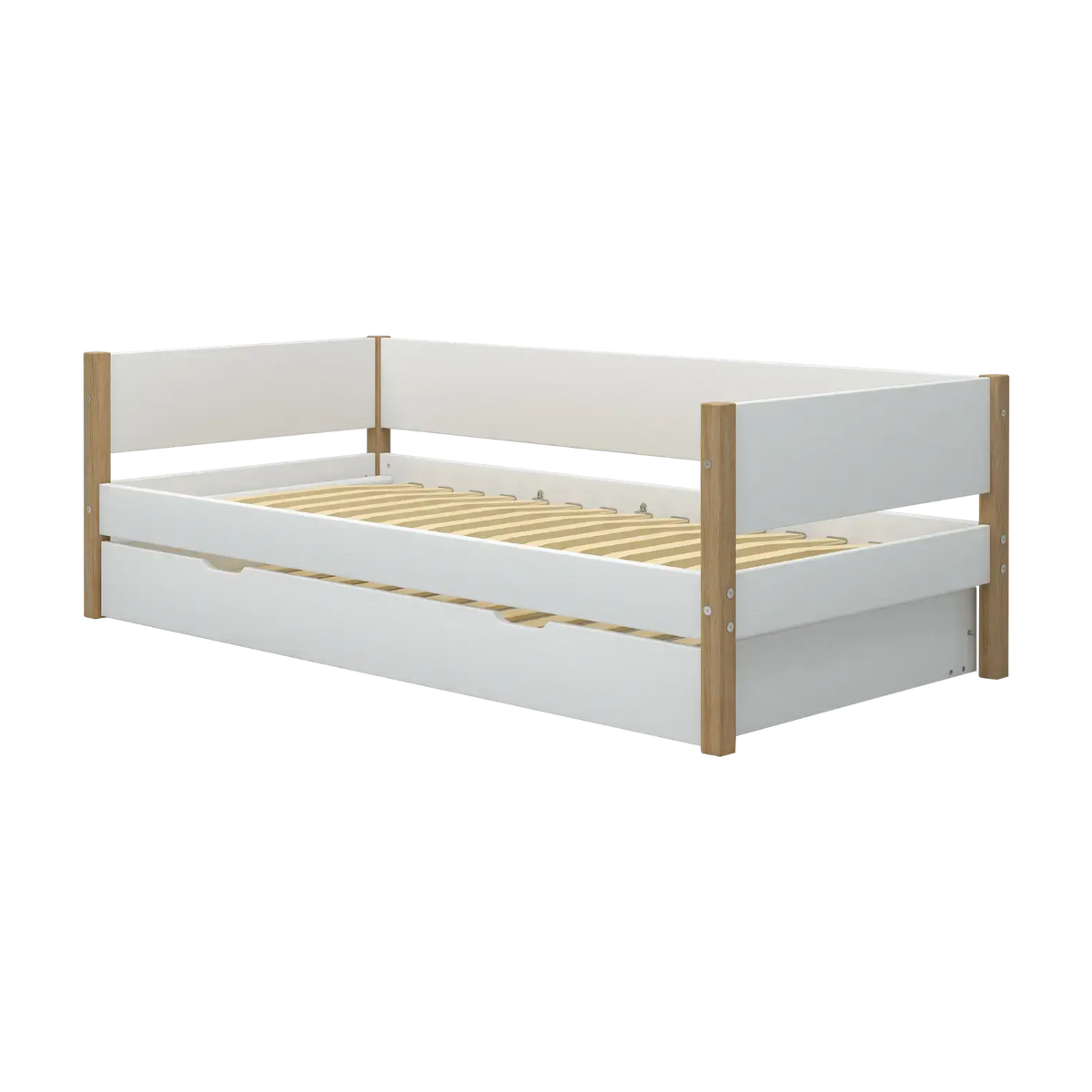 Lit gigogne pour enfant en chêne naturel et bois blanc 208x99,3x66,5cm Nor - Flexa — vue 4