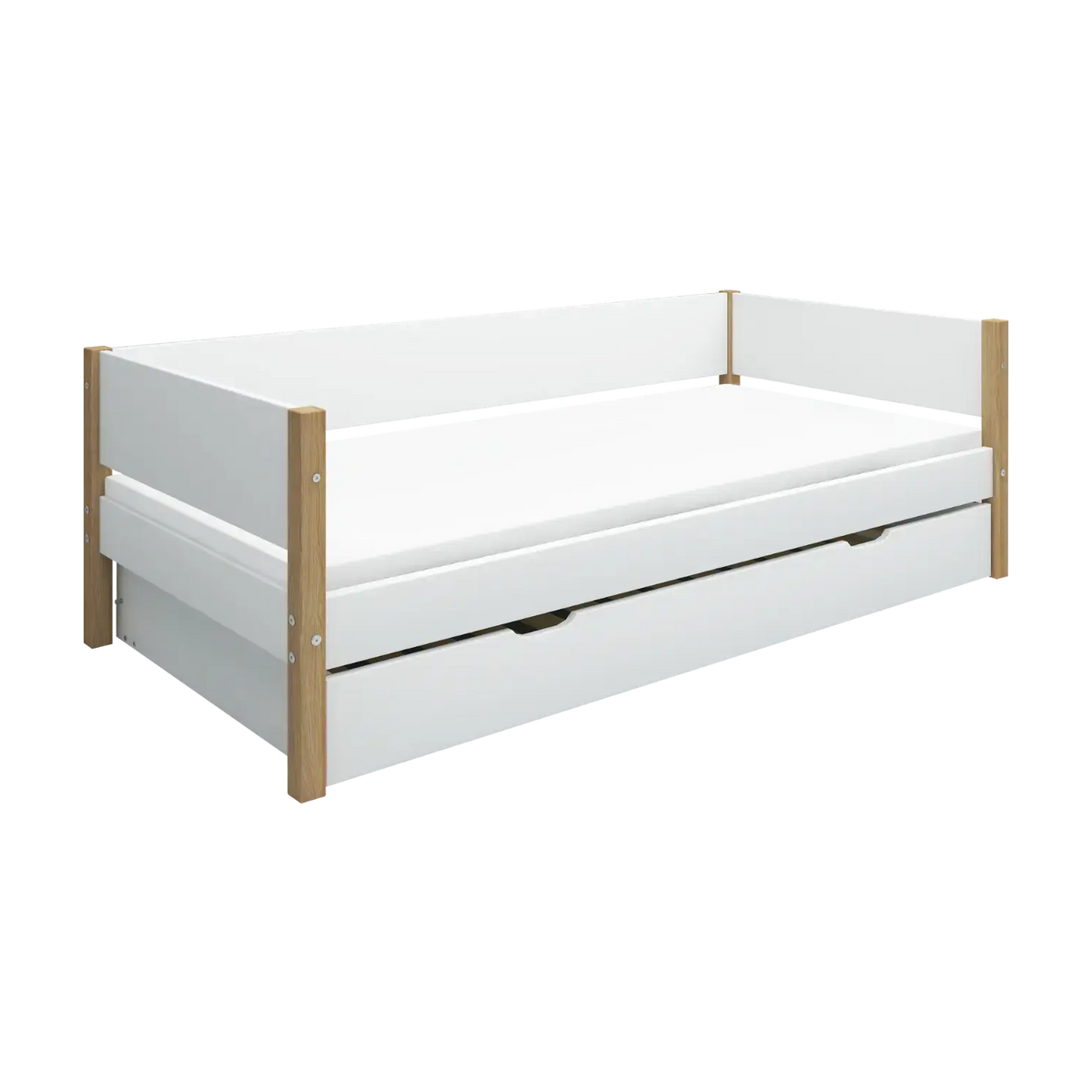 Lit gigogne pour enfant en chêne naturel et bois blanc 208x99,3x66,5cm Nor - Flexa — vue 5