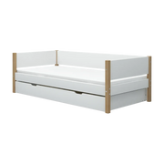 Lit gigogne pour enfant en chêne naturel et bois blanc 208x99,3x66,5cm Nor - Flexa