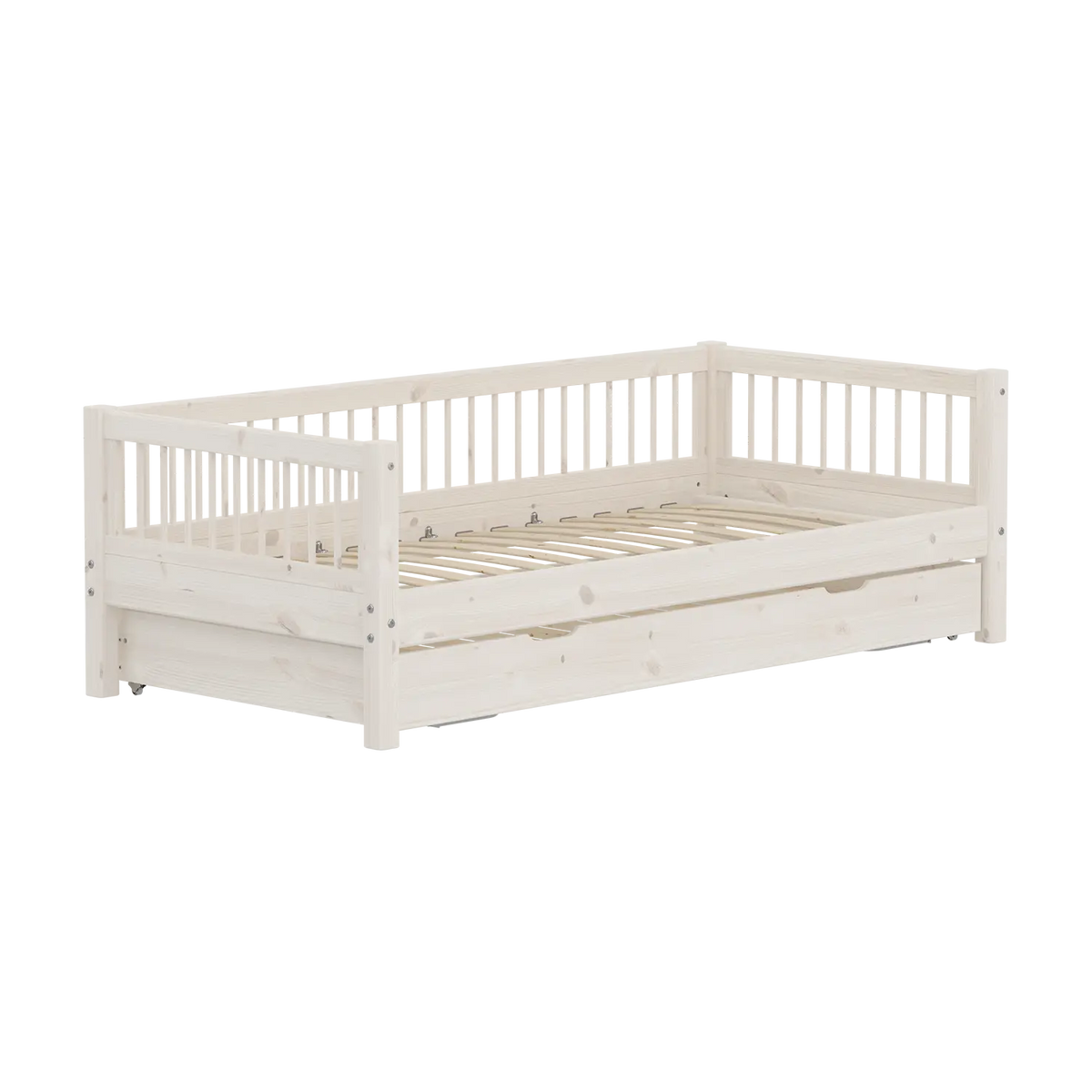 Lit gigogne pour enfant en pin massif blanc 210x100x66,5cm Classic - Flexa — vue 3