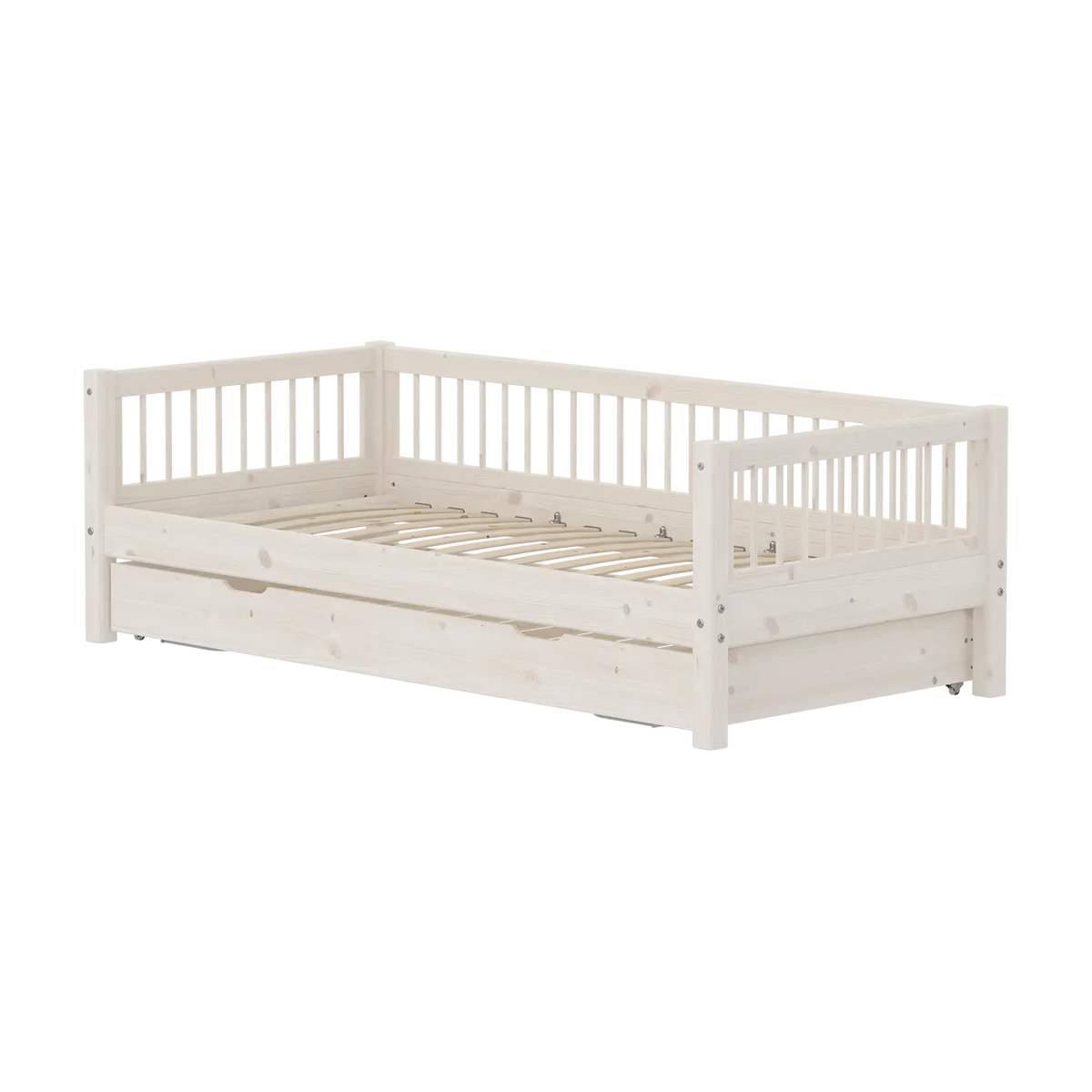 Lit gigogne pour enfant en pin massif blanc 210x100x66,5cm Classic - Flexa