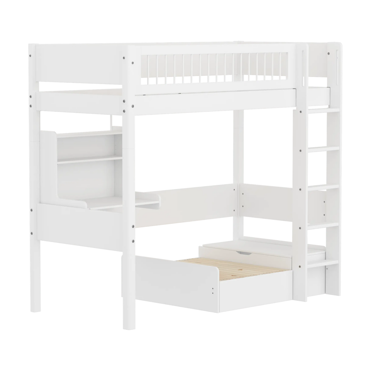 Lit mezzanine complet pour enfant en bois blanc 210x109x184cm White Casa - Flexa — vue 3