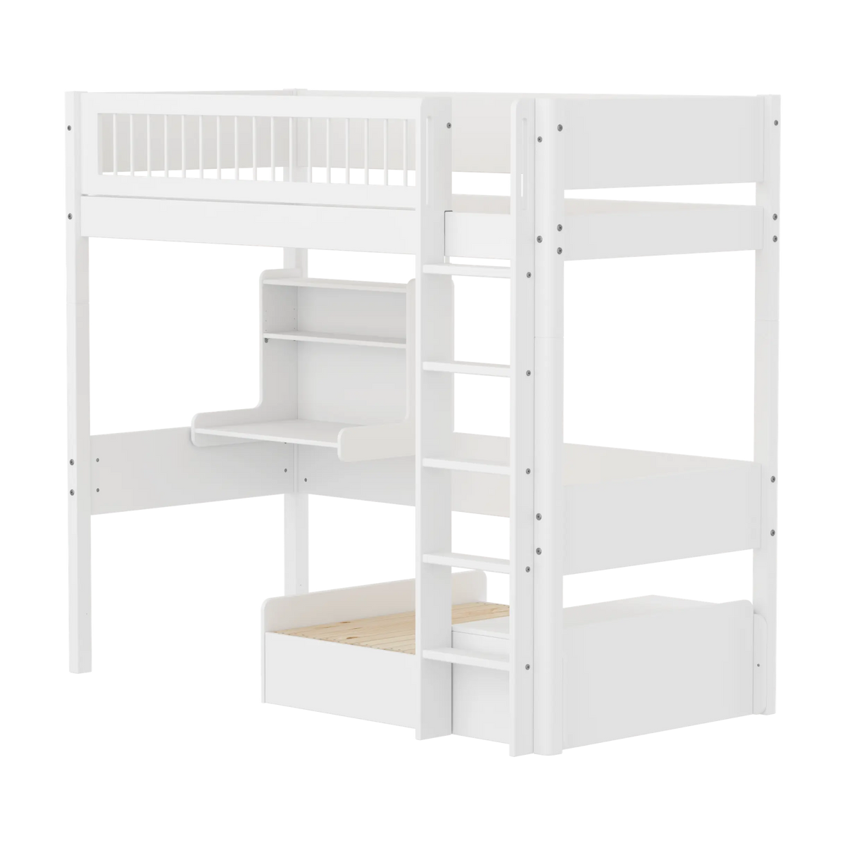 Lit mezzanine complet pour enfant en bois blanc 210x109x184cm White Casa - Flexa