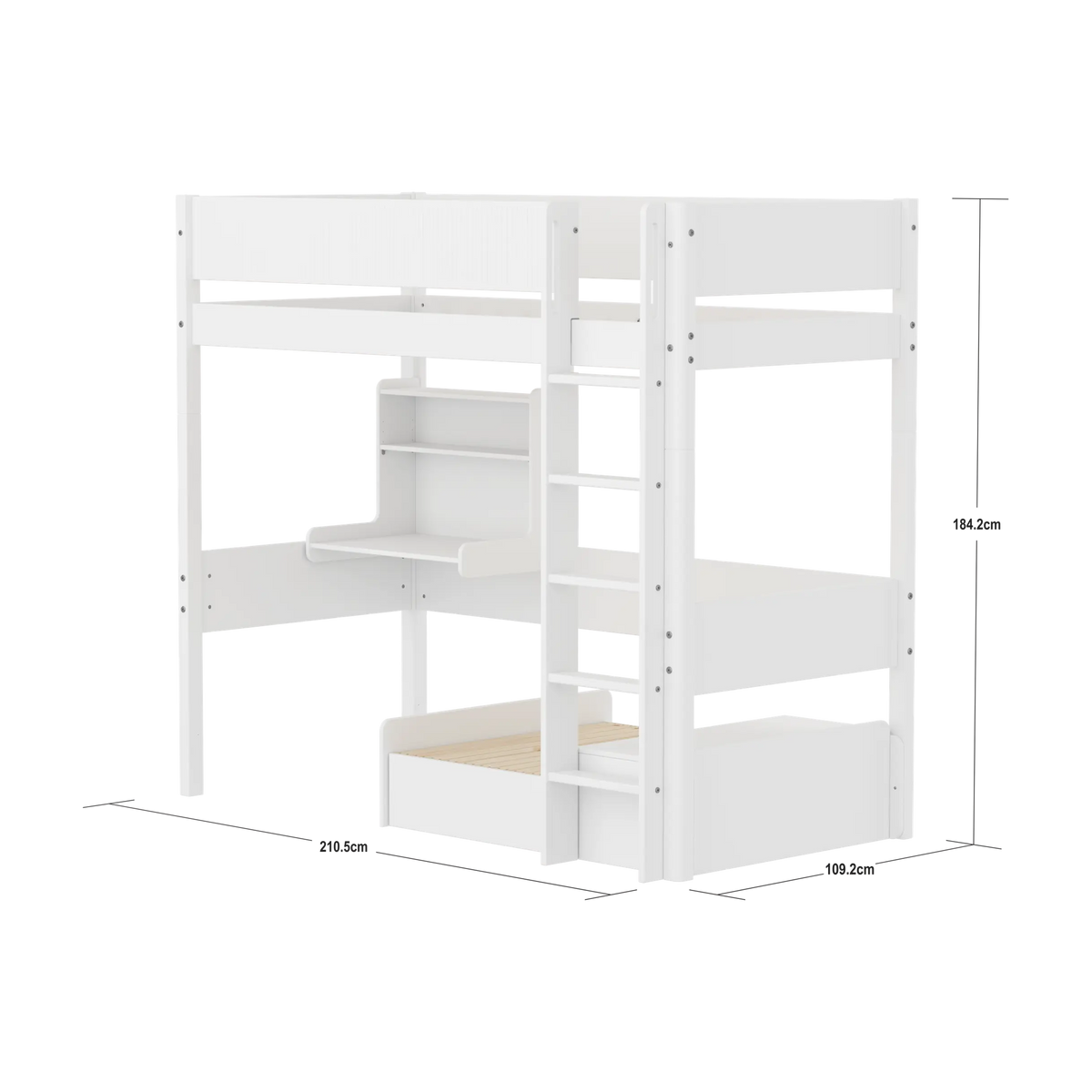 Lit mezzanine complet pour enfant en pin blanc 210x109x184cm White Casa - Flexa — vue 4