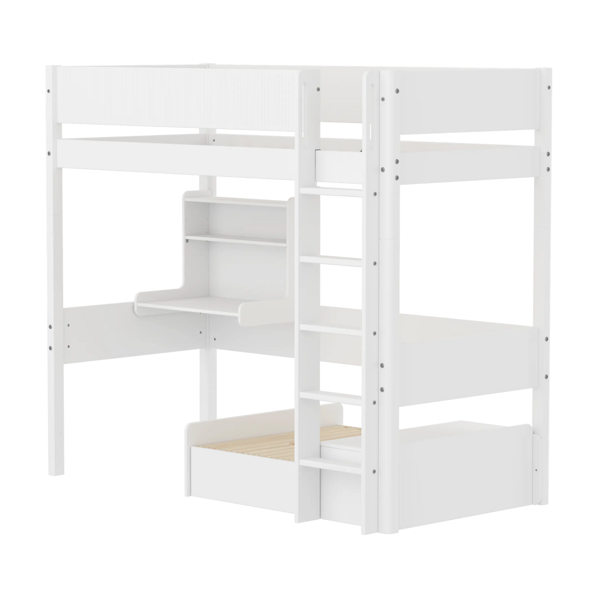 Lit mezzanine complet pour enfant en pin blanc 210x109x184cm White Casa - Flexa
