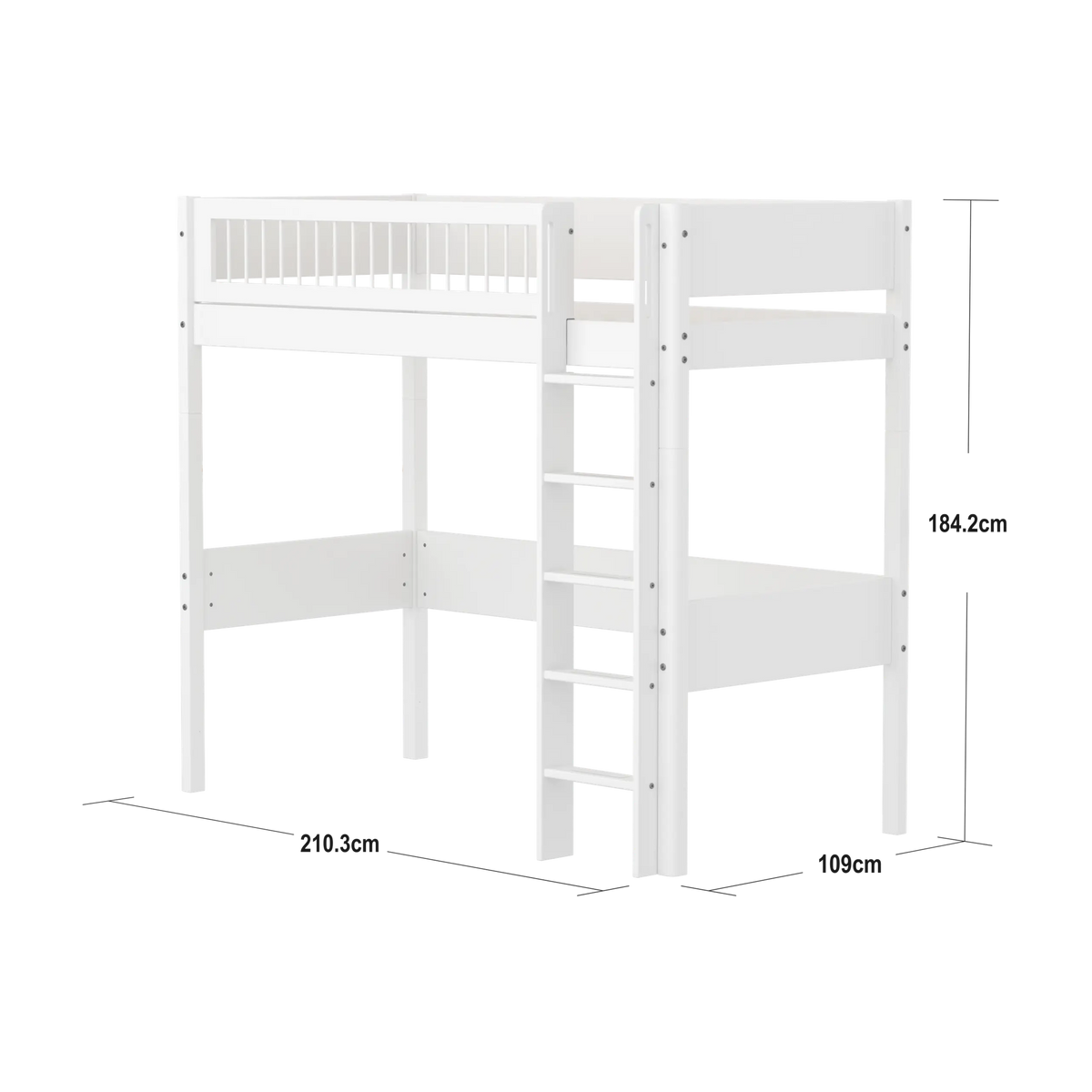 Lit mezzanine pour enfant en bois blanc 210x109x184cm White - Flexa — vue 10
