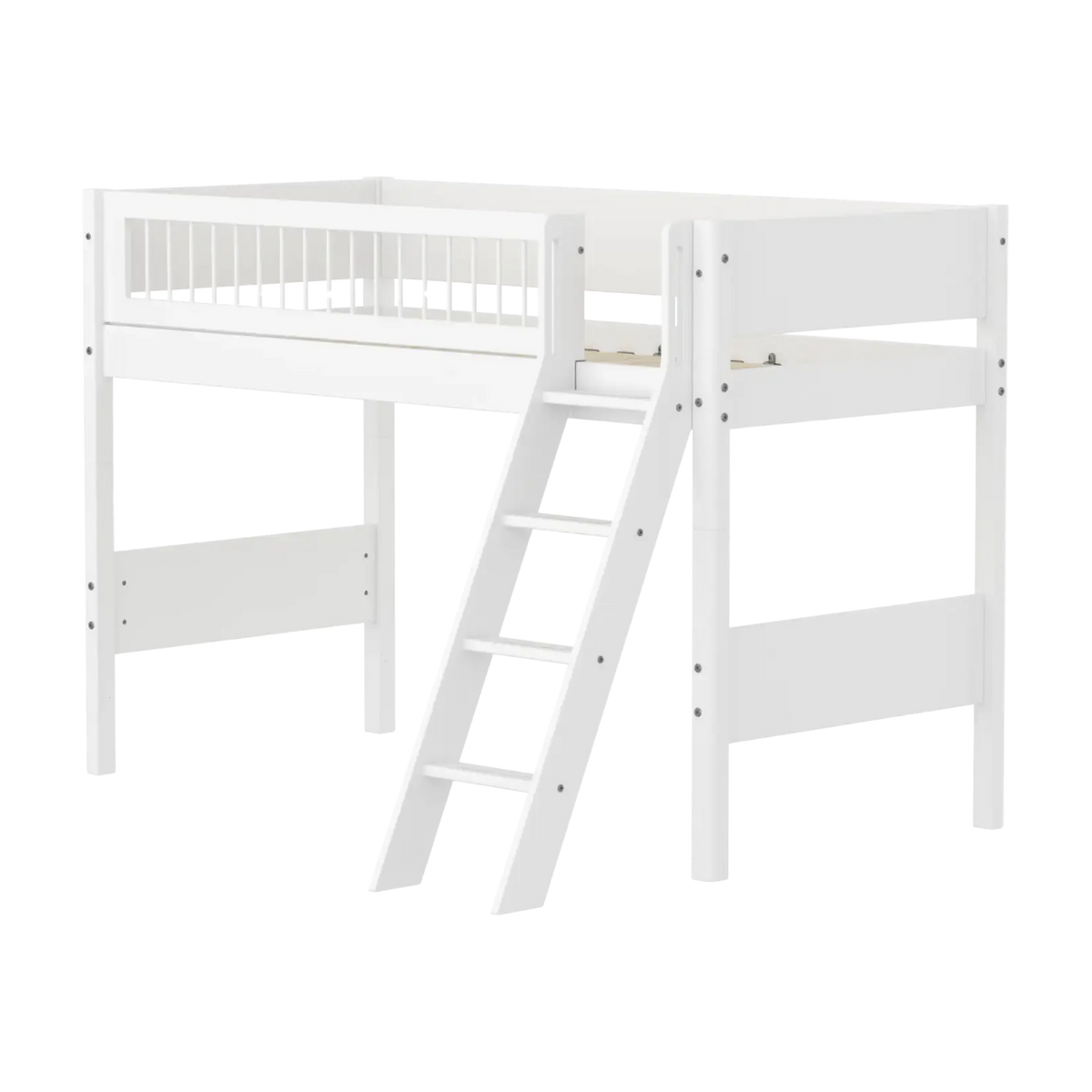 Lit mezzanine pour enfant en bois de pin blanc 210x159x143cm White - Flexa
