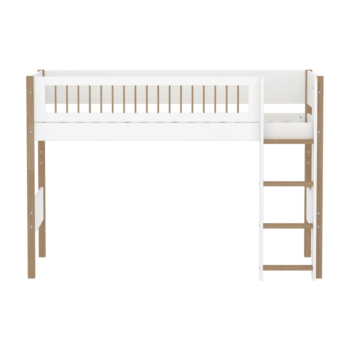 Lit mezzanine pour enfant en chêne massif et bois blanc 208x108,3x143cm Nor - Flexa — vue 2