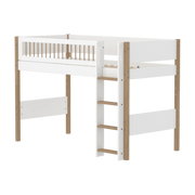 Lit mezzanine pour enfant en chêne massif et bois blanc 208x108,3x143cm Nor - Flexa