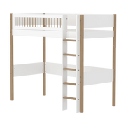 Lit mezzanine pour enfant en chêne massif et bois blanc 208x108,3x184cm Nor - Flexa