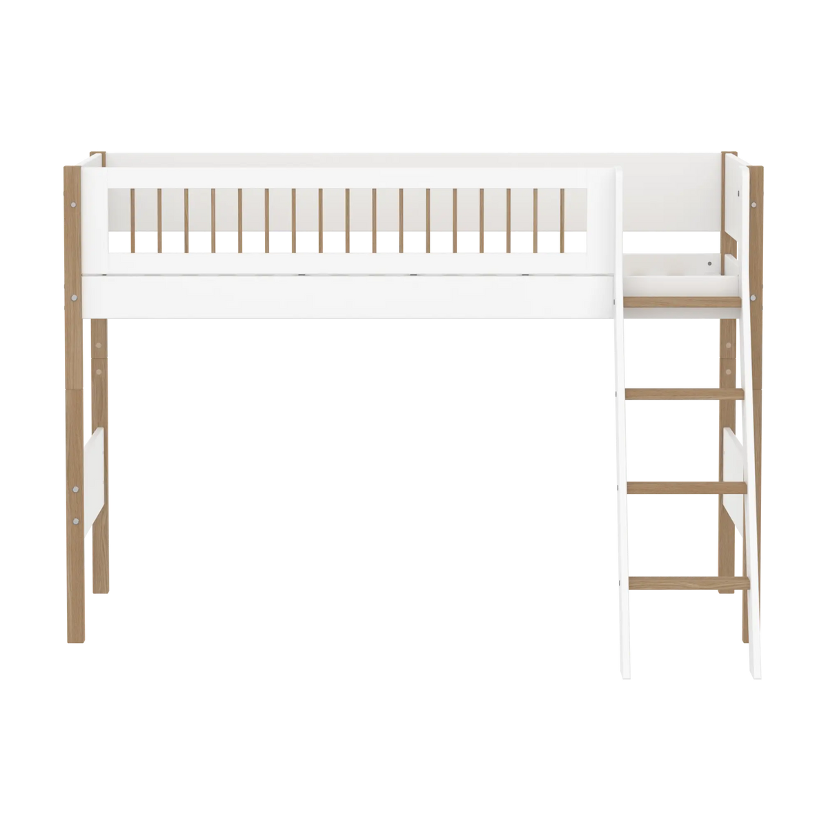 Lit mezzanine pour enfant en chêne naturel et bois blanc 208x158,3x143cm Nor - Flexa — vue 2