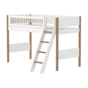 Lit mezzanine pour enfant en chêne naturel et bois blanc 208x158,3x143cm Nor - Flexa