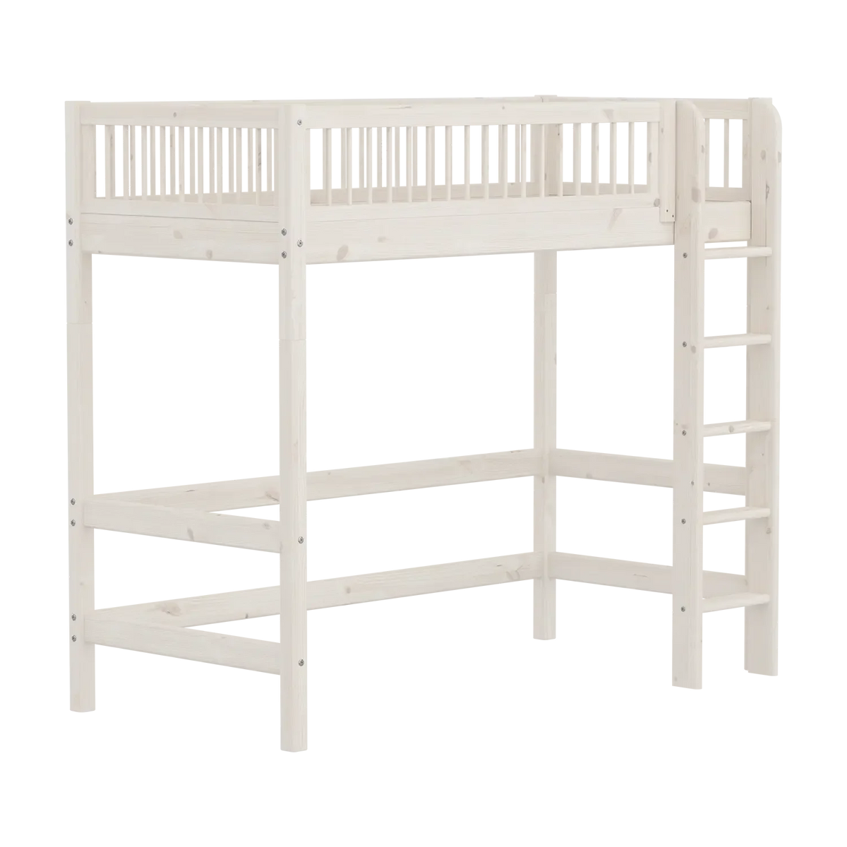 Lit mezzanine pour enfant en pin massif blanchi 210x110x184cm Classic - Flexa — vue 3