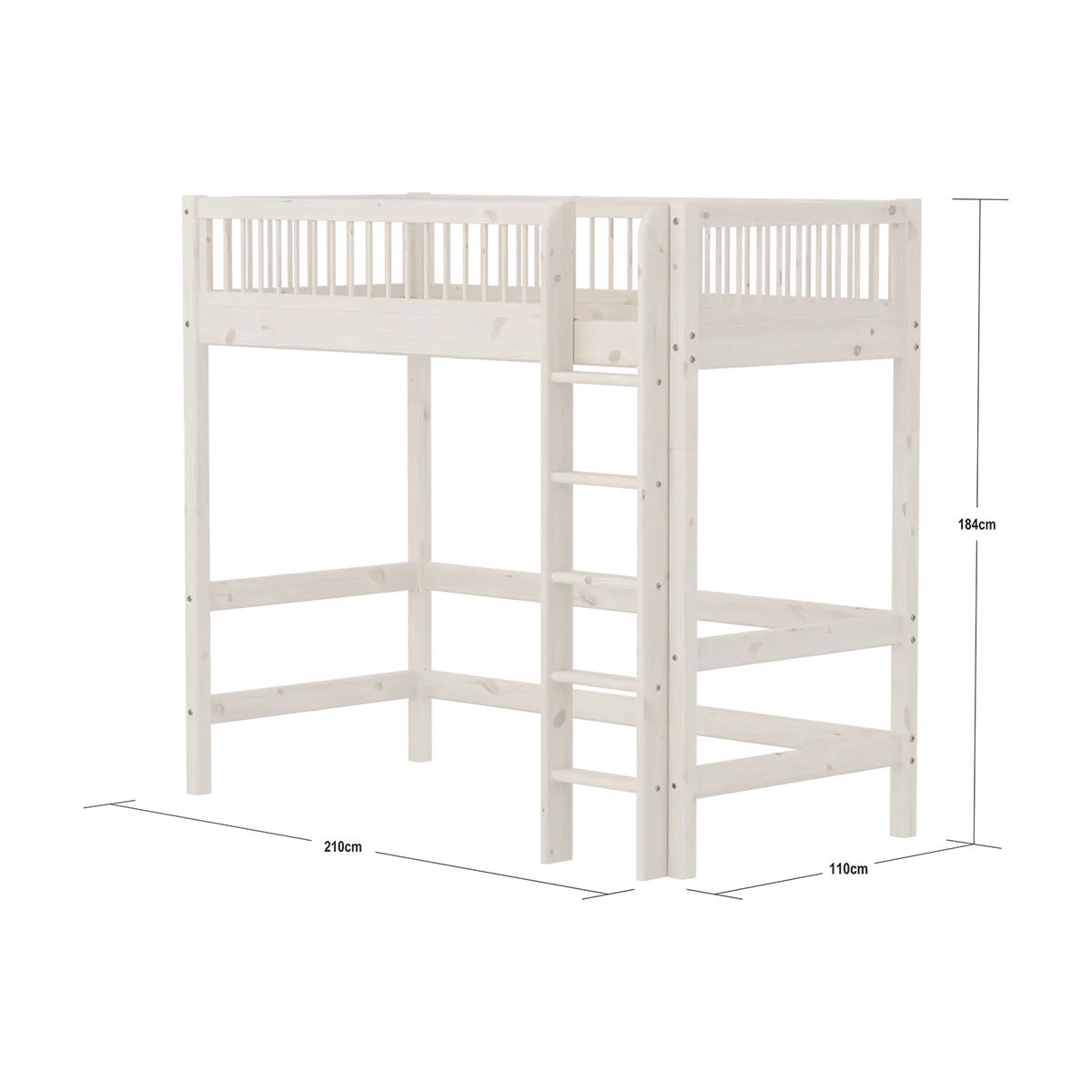 Lit mezzanine pour enfant en pin massif blanchi 210x110x184cm Classic - Flexa — vue 4