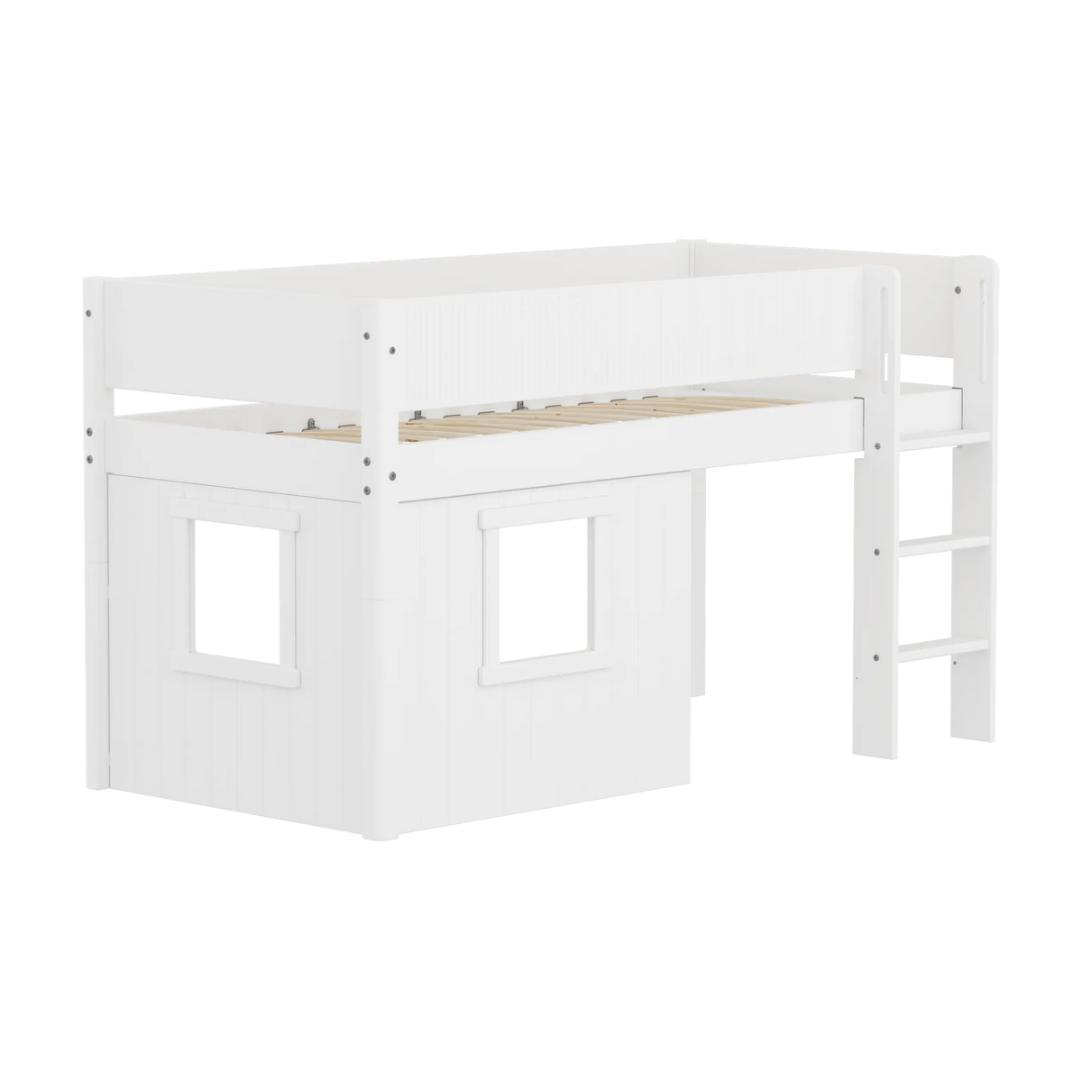 Lit mi-hauteur pour enfant avec cabane en bois blanc 210x109x120cm White - Flexa — vue 3