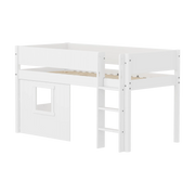 Lit mi-hauteur pour enfant avec cabane en bois blanc 210x109x120cm White - Flexa