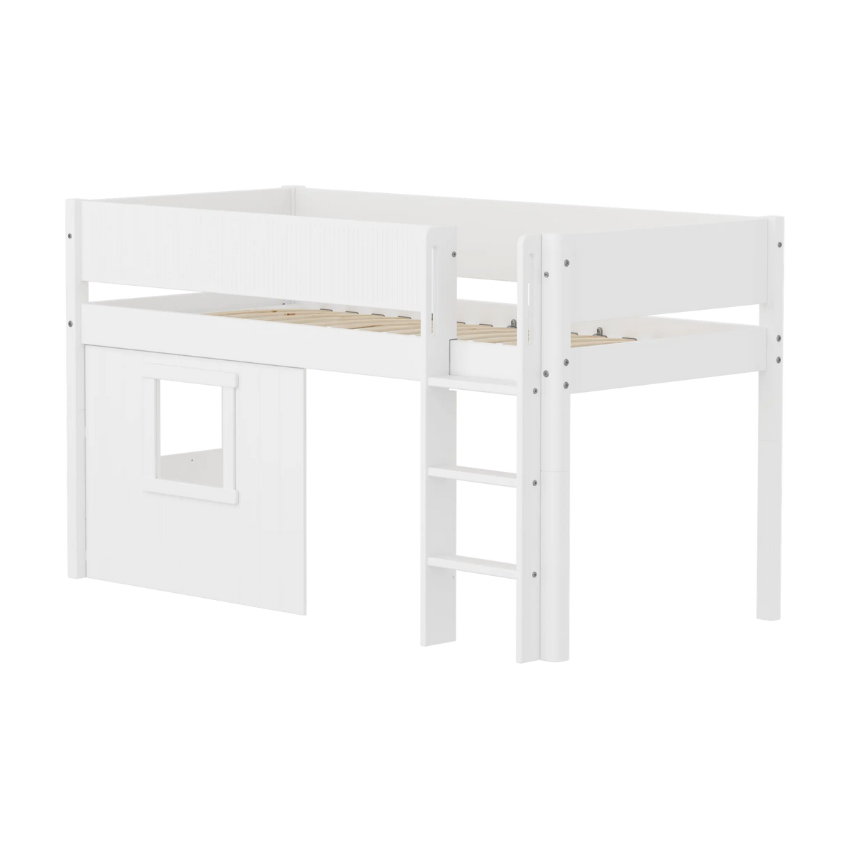 Lit mi-hauteur pour enfant avec cabane en bois blanc 210x109x120cm White - Flexa