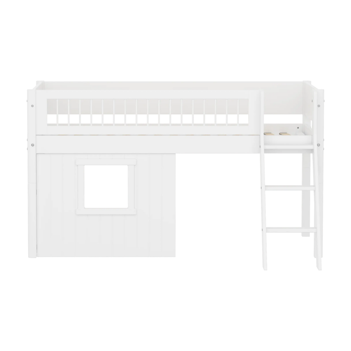 Lit mi-hauteur pour enfant avec cabane en bois blanc 210x151x120cm White - Flexa — vue 2
