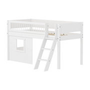 Lit mi-hauteur pour enfant avec cabane en bois blanc 210x151x120cm White - Flexa